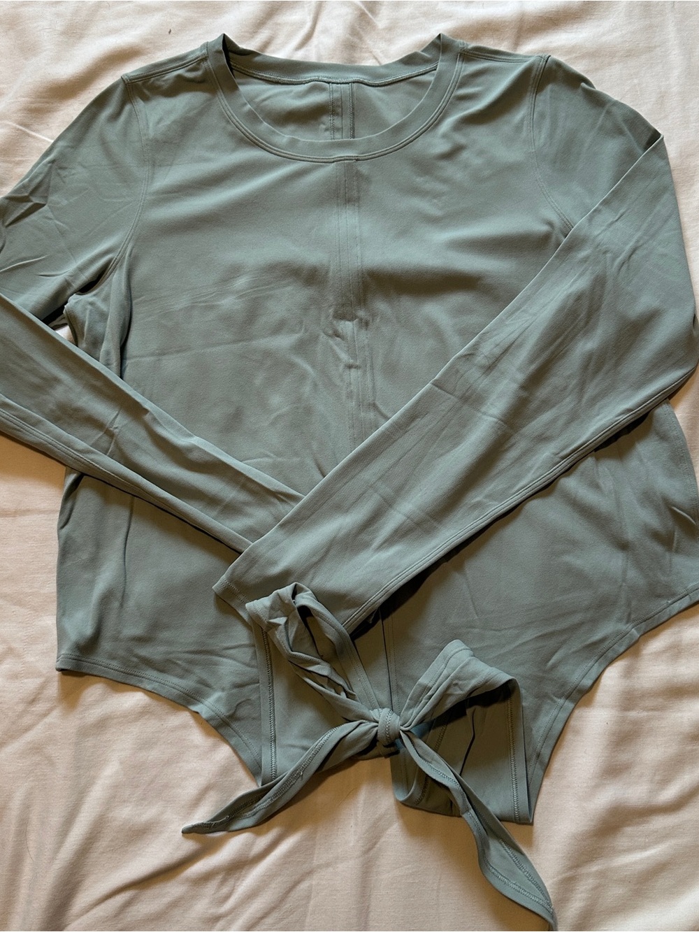 lululemon athletica Sage Green Long Sleeve Tie-Front Top